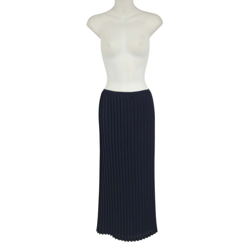 Hillard & Hanson Pleated Maxi Skirt Women XS Navy Blue Accordion Long Casual
